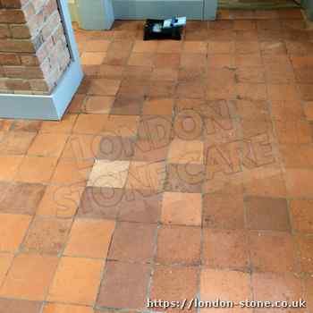 London quarry tile floors that have ugly saler residues