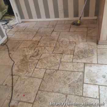 Picture demonstrating Travertine Cleaning around Temple Fortune