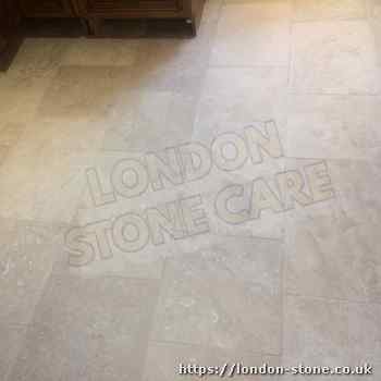 Example showing Travertine Floor Restoration around Upper Tooting