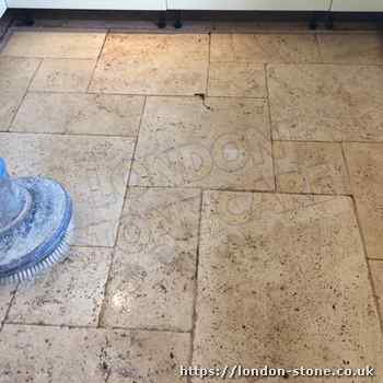 Example of Travertine Tile Cleaning around Newington