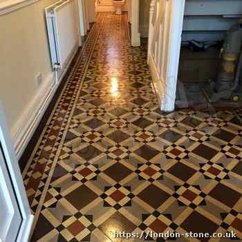 Picture demonstrating Minton Victorian Clay Tiles Floor Restoration around Walham Green