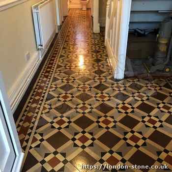 Example showing Minton Victorian Clay Tiles Tile Restoration servicing South Kensington