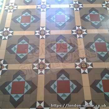 Picture demonstrating Minton Victorian Clay Tiles Floor Polishing servicing Edgware Bury