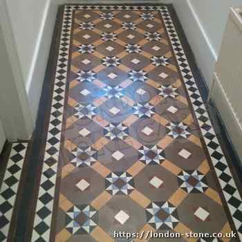 Picture showing Minton Victorian Clay Tiles Floor Cleaning in East Acton