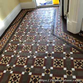 Example demonstrating Minton Victorian Clay Tiles Floor Polishing servicing Mortlake