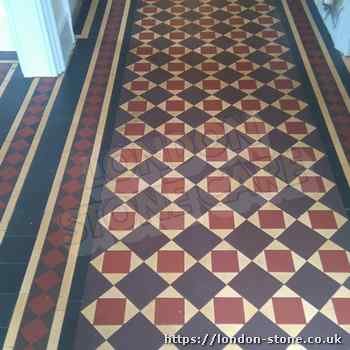 Example demonstrating Minton Victorian Clay Tiles Floor Restoration servicing Ham