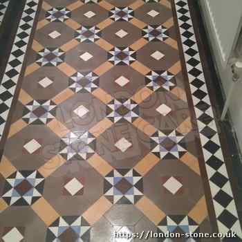 Image displaying Minton Victorian Clay Tiles Floor Restoration in North Sheen