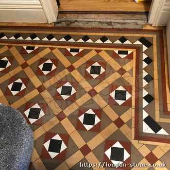 Example demonstrating Minton Victorian Clay Tiles Floor Restoration throughout Tooting Bec