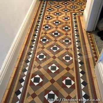 Image of Minton Victorian Clay Tiles Floor Restoration around Hampton Wick