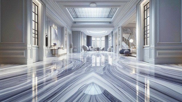 A sparkling clean stone floor in a luxurious London home, reflecting satisfied customers' testimonials and professional expertise.