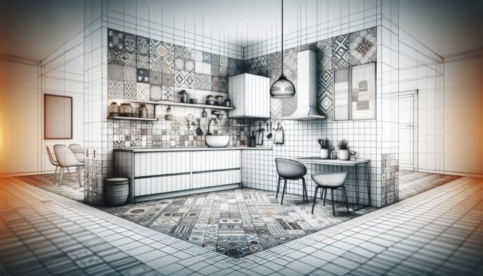 Modern UK kitchen and bathroom with clean, vibrant grout enhancing intricate tile designs.